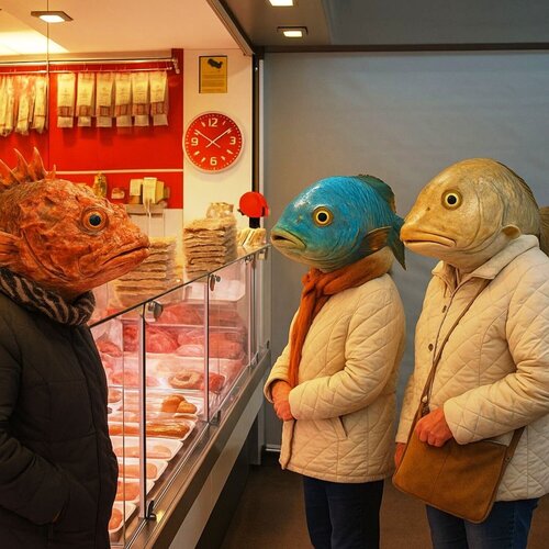 femme chez le poissonnier de Alain Mouyal, Fotografía a la venta en Singulart