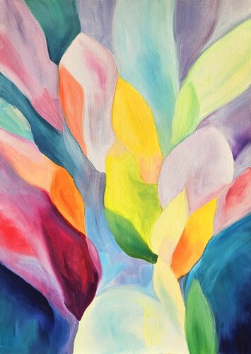 Inner Bloom. Blooming Energy - Abstract Floral Expressionist Painting von Tanya Ocean, Malerei kaufen auf Singulart