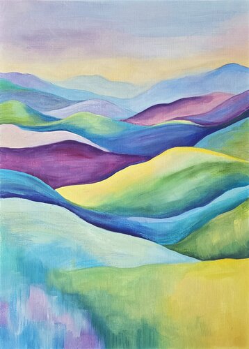 Soft Horizon – Abstract Pastel Landscape Painting van Tanya Ocean, Schilderij te koop op Singulart