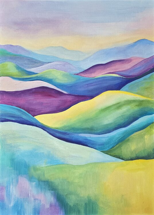 Soft Horizon – Abstract Pastel Landscape Painting Tanya Ocean