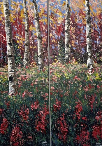 Fall Frolic (Diptych) de Gayle Faulkner, Pintura a la venta en Singulart