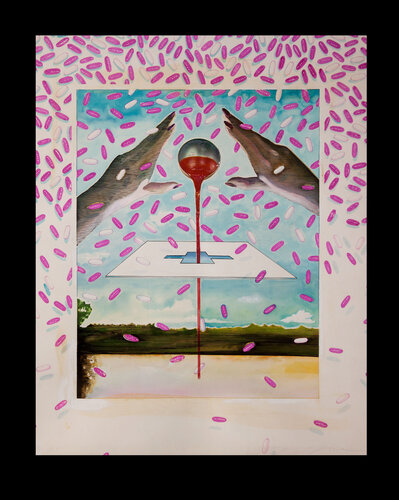 Untitled Good and Plenty Drawing Pink and White #2 van Paul Spina, Tekening te koop op Singulart