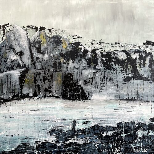 s/w Felsen von Ute Vimercati Sanseverino, Malerei kaufen auf Singulart