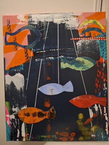 La recyclerie de poissons N°2 di Celia Fovez, Pittura in vendita su Singulart