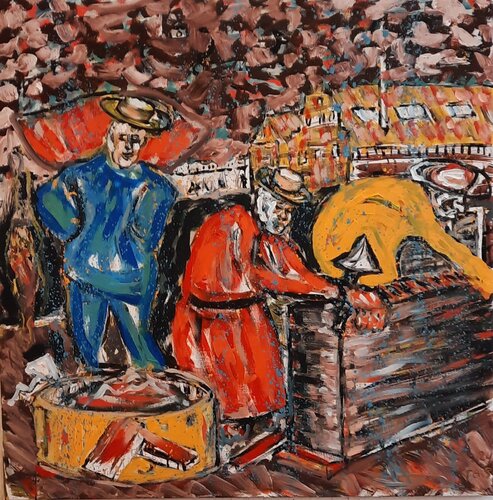 Bricklayers di Henk Pieterse, Pittura in vendita su Singulart