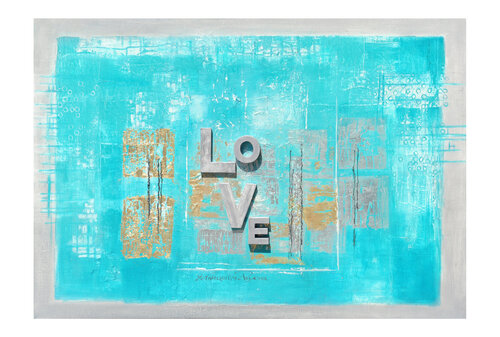 608 série Evasion, Love - Turquoise van Yannick Tranquillin-Peyroux, Schilderij te koop op Singulart