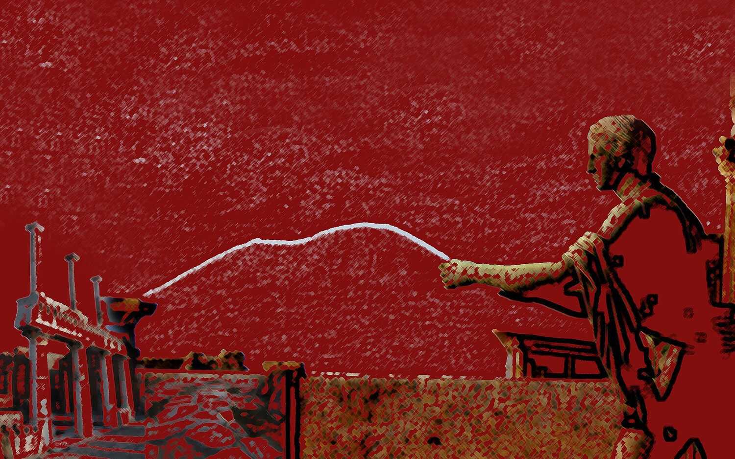 OLD POMPEII IN RED Eugenio Di Paolo