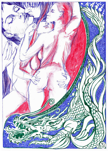 Aktstudie Kugelschreiber auf Zeichenkarton! Nude study Ballpoint pen on drawing board! 1129 by STELZNER Udo, Drawing for Sale on Singulart