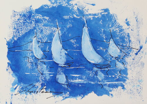 Greek Island Paintings Sailboats von Gregory Christeas, Malerei kaufen auf Singulart