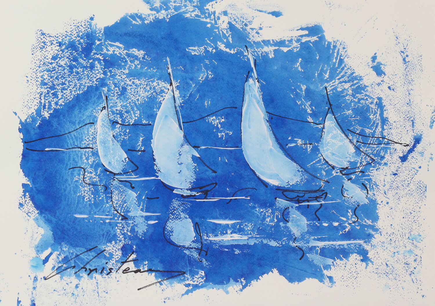 Greek Island Paintings Sailboats Gregory Christeas Originalgemälde zu verkaufen