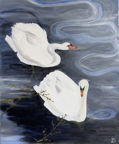 les cygnes du bois de Boulogne von Denise Latour, Malerei kaufen auf Singulart