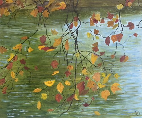 les feuilles qui se mirent dans l'eau van Denise Latour, Schilderij te koop op Singulart