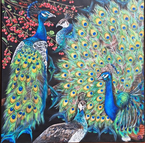 "Peacocks" van Tornado Twins, Schilderij te koop op Singulart