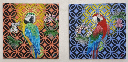 "The blue star"/"The scarlet star" van Tornado Twins, Schilderij te koop op Singulart