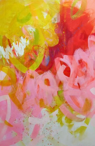 Pink Lemonade in vanilla sky di Krisztina Megyeri, Pittura in vendita su Singulart