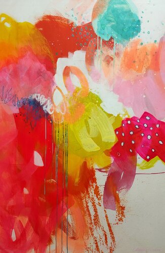 Macedonia con Lamponi - Fruit salad with pink Raspberry von Krisztina Megyeri, Malerei kaufen auf Singulart