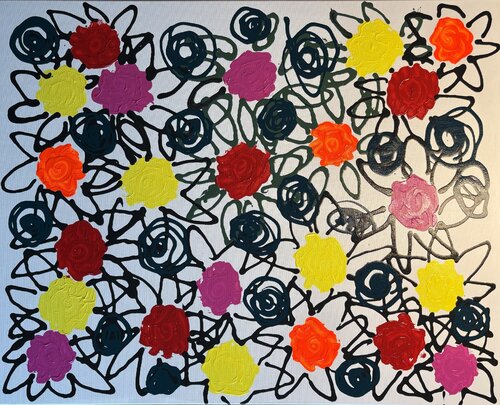 Moderner Rosengarten van Katja Dammhorst, Schilderij te koop op Singulart