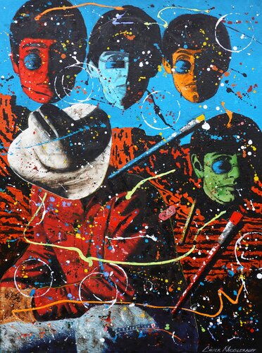 The FAB FOUR Out West par Chuck Middlekauff, Peinture en vente sur Singulart