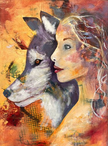 Courage of the Wolf van Joyce Stephen, Schilderij te koop op Singulart