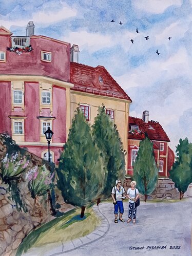 Tourists von Tatiana Pouzanova-Galatch, Malerei kaufen auf Singulart