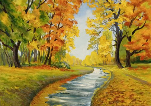 Old park in Pushkin city, St.Petersburg van Tatiana Pouzanova-Galatch, Schilderij te koop op Singulart