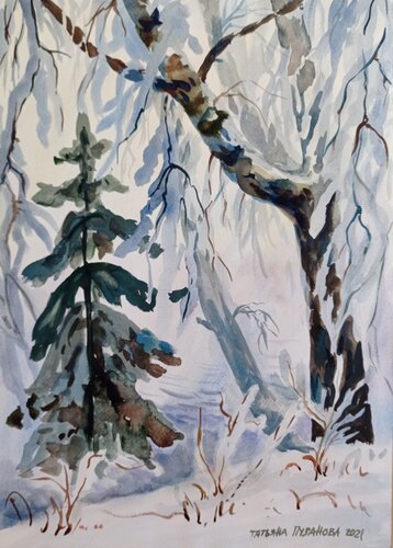 Тhe charm of winter di Tatiana Pouzanova-Galatch, Pittura in vendita su Singulart