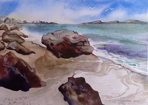 Karpathos Island, Lefcos, Greece van Tatiana Pouzanova-Galatch, Schilderij te koop op Singulart