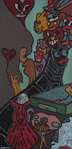 Miezekatze auf dem Weg par Amaduyus, Peinture en vente sur Singulart