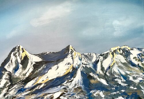 Mountain Unity - Eiger Mönch Jungfrau van Viktoria Koestler, Schilderij te koop op Singulart