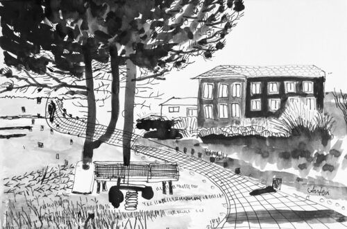 Kronsgaard I van Thomas Anton Stribick, Tekening te koop op Singulart