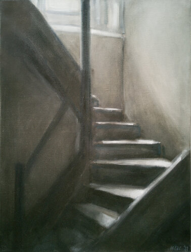 Light at the Stairwell’s End by Oscar Spierenburg, Painting for Sale on Singulart