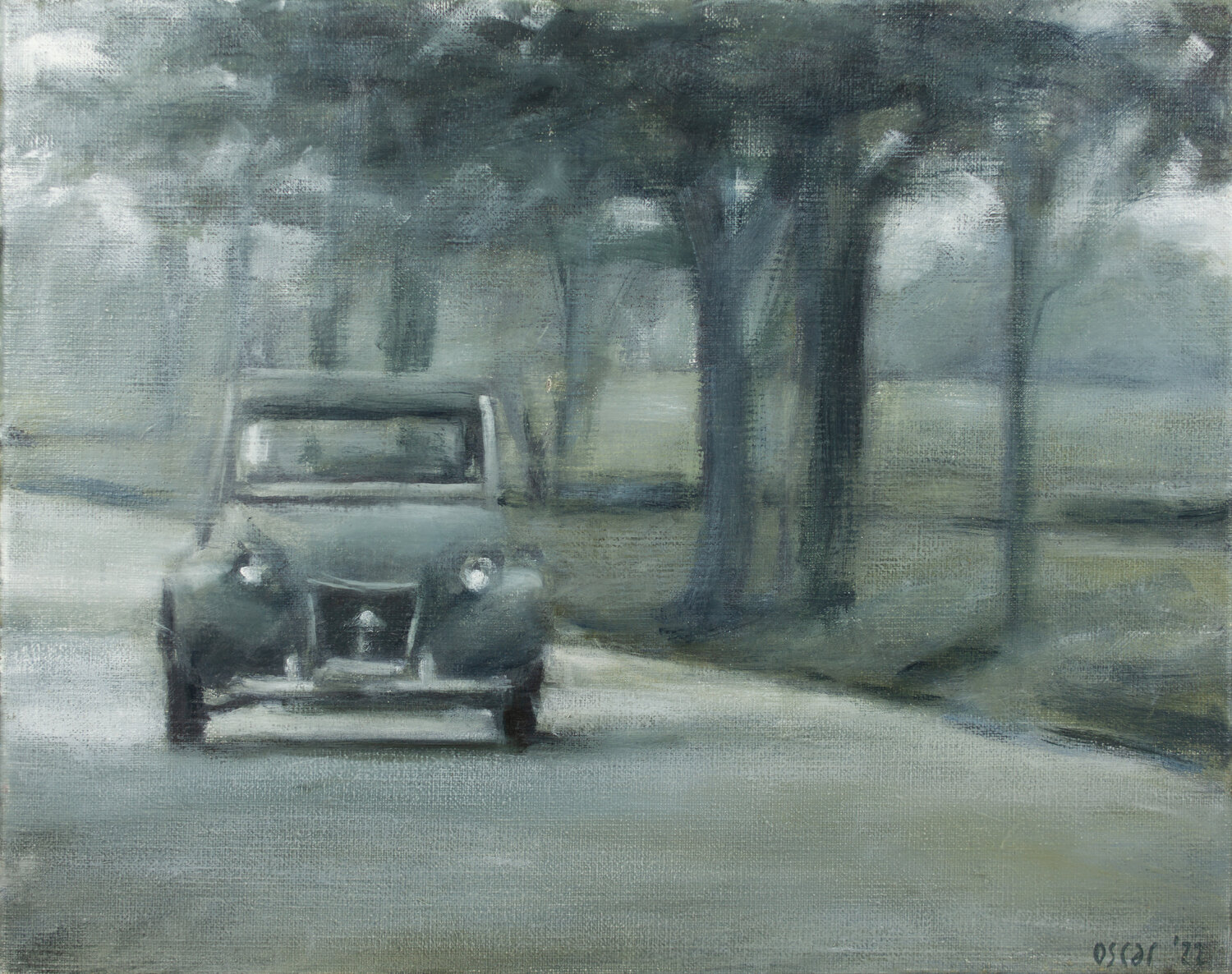 2cv in Landscap Oscar Spierenburg Originalgemälde zu verkaufen