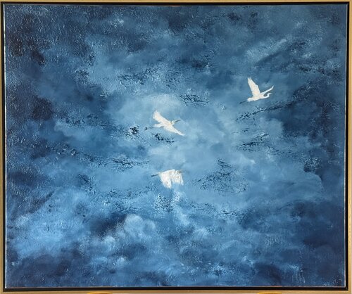 CORNÉA art - Drifting Trought Blue Light par Anniek Cornelissen, Peinture en vente sur Singulart