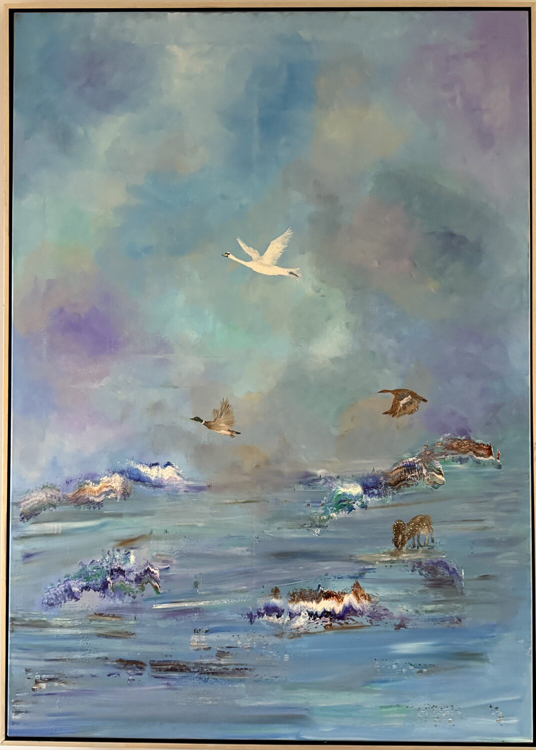 CORNÉA art - Something Moves Beneath the Purple Blue Anniek Cornelissen Dipinto originale in vendita