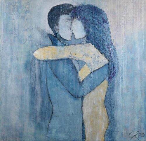 UMARMUNG IN BLAU van Katharina Rochat, Schilderij te koop op Singulart