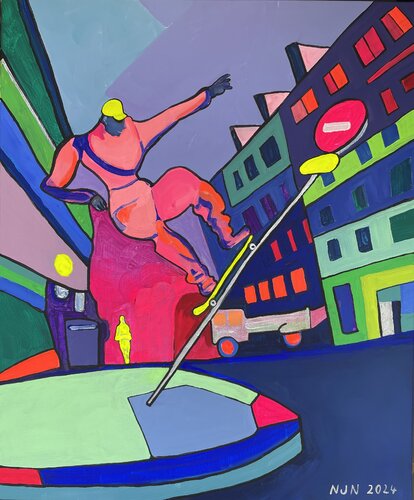 Il y a un ange qui veille sur chaque skateboarder von Nicolas Jais-Nielsen, Malerei kaufen auf Singulart