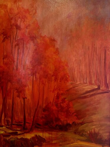Red Glow, Spring Grove, Cincinnati, Ohio by Deirdre Dyson, Painting for Sale on Singulart