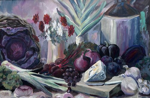 Red Cabbage & Blue Cheese by Deirdre Dyson, Painting for Sale on Singulart