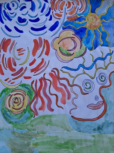 Un visage dans le ciel by Dominick Poulain, Work on Paper for Sale on Singulart