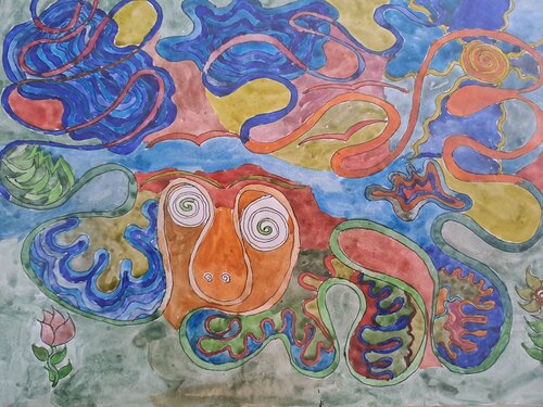 Le regard surpris by Dominick Poulain, Work on Paper for Sale on Singulart