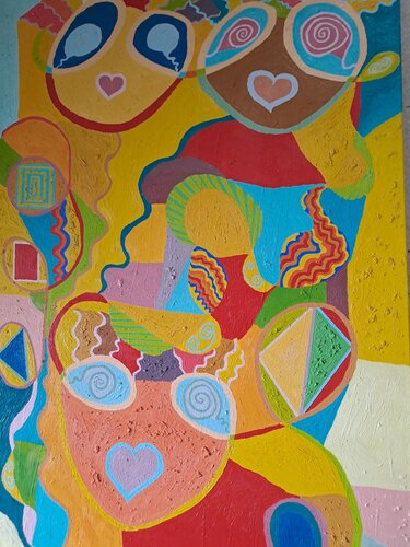 Les trois figures by Dominick Poulain, Painting for Sale on Singulart