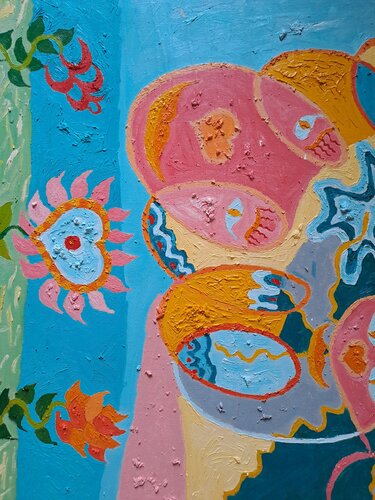 Les visages dans le ciel 4 by Dominick Poulain, Painting for Sale on Singulart