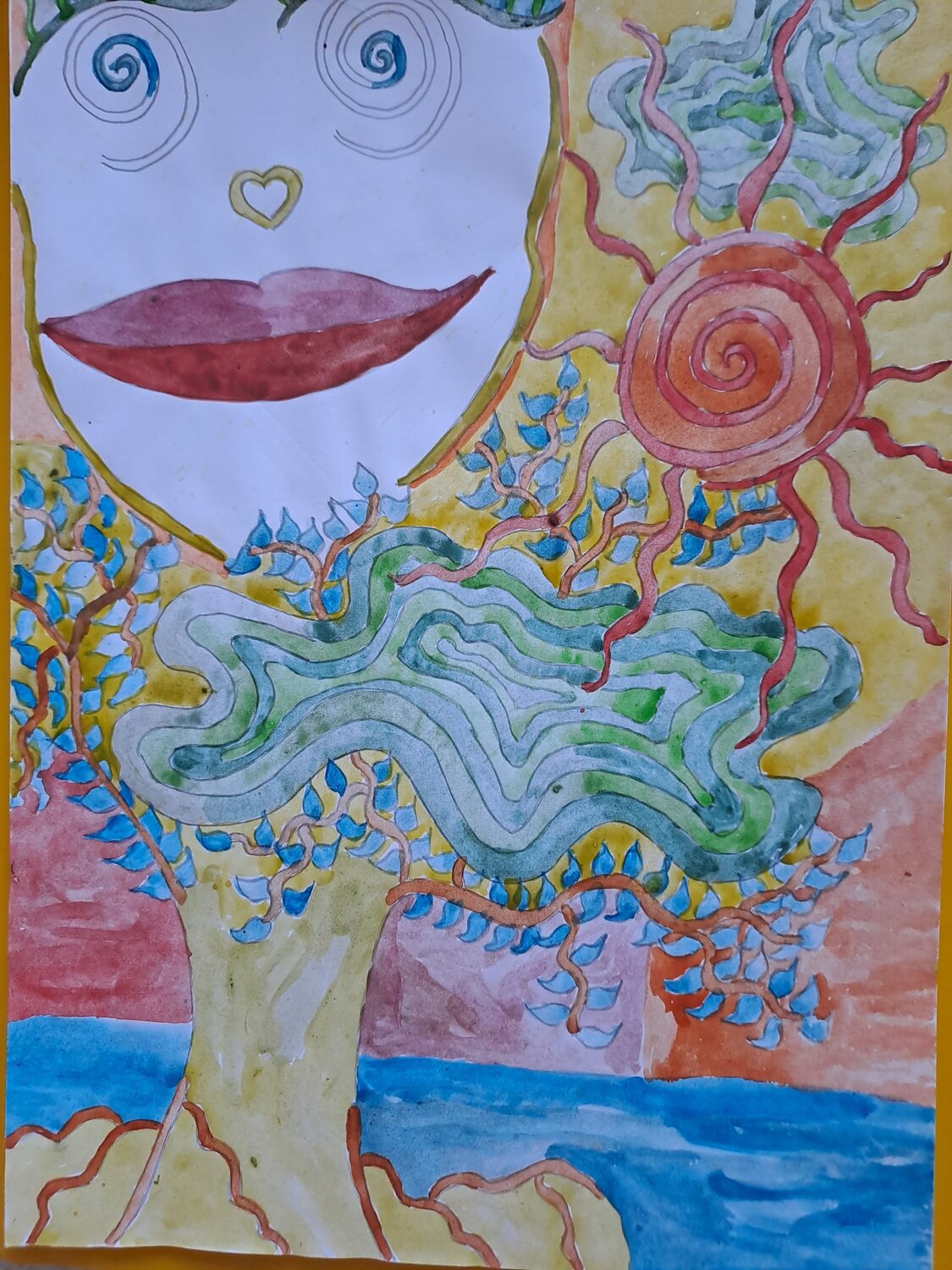 Un visage dans le ciel Dominick Poulain Work on Paper for sale