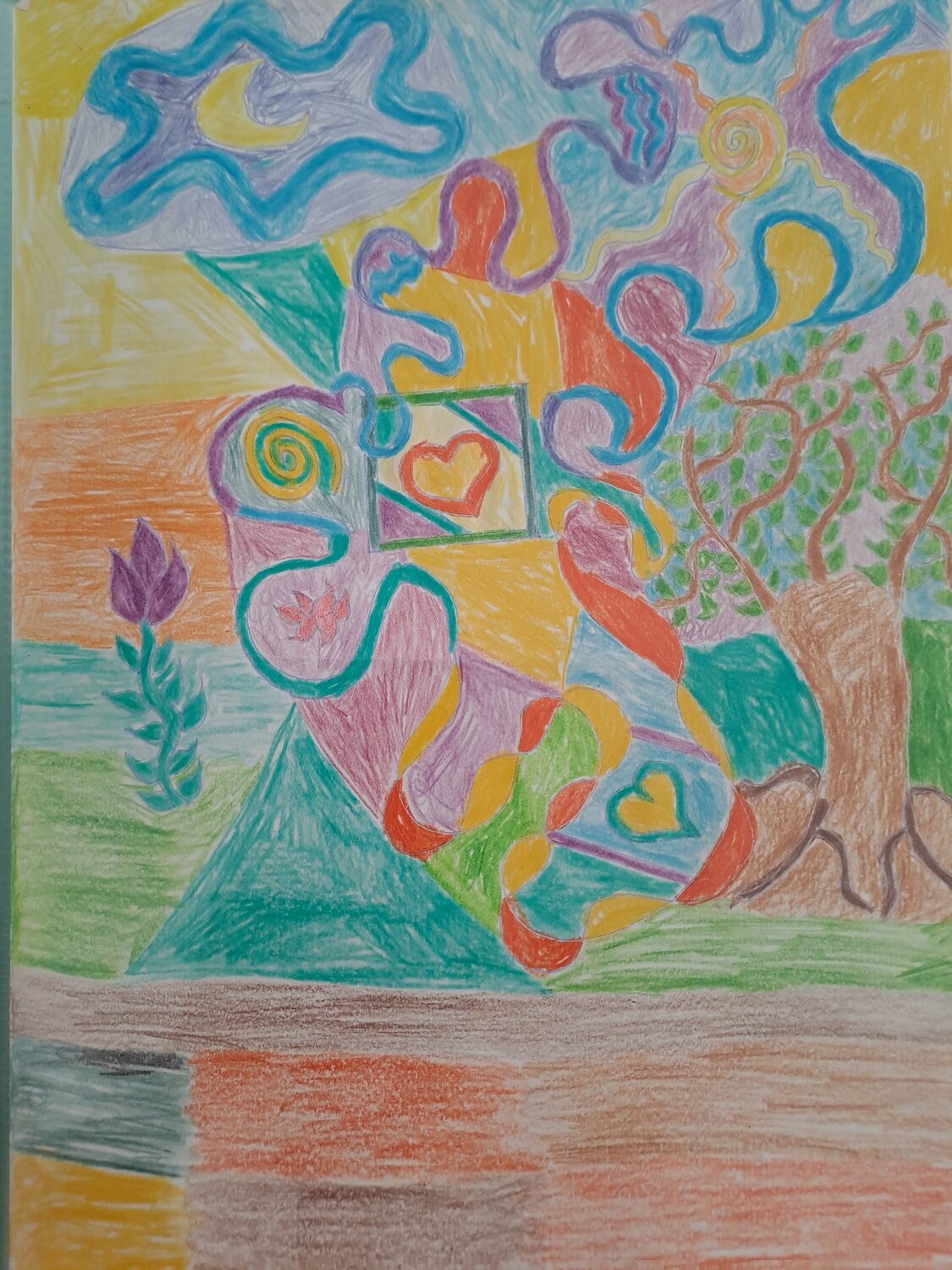 L'arbre et son pourtour flamboyant Dominick Poulain Œuvre sur papier à vendre