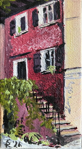 Gardasee-Haus-pink van Sylvia Richter, Schilderij te koop op Singulart
