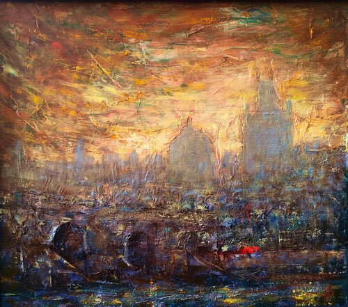 BRIDGE [18.9" x 21.6"] par Jemal (Džemal) Gugunava, Peinture en vente sur Singulart