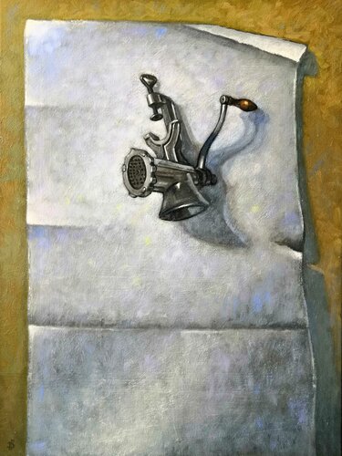 MEAT MINCER MACHINE [23.6" x 31.5"] di Jemal (Džemal) Gugunava, Pittura in vendita su Singulart