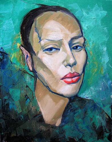 PORTRAIT OF A YOUNG WOMAN [15.7" x 19.7"] di Jemal (Džemal) Gugunava, Pittura in vendita su Singulart