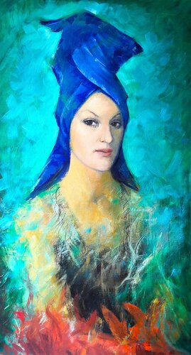 SPRINGTIME. AFTER SWIM [35.4" x 19.7"] par Jemal (Džemal) Gugunava, Peinture en vente sur Singulart