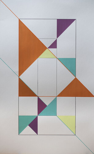 Mariage de triangles et rectangles di Robert Jucker, Opera su carta in vendita su Singulart